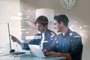 Person working html computer 300x200